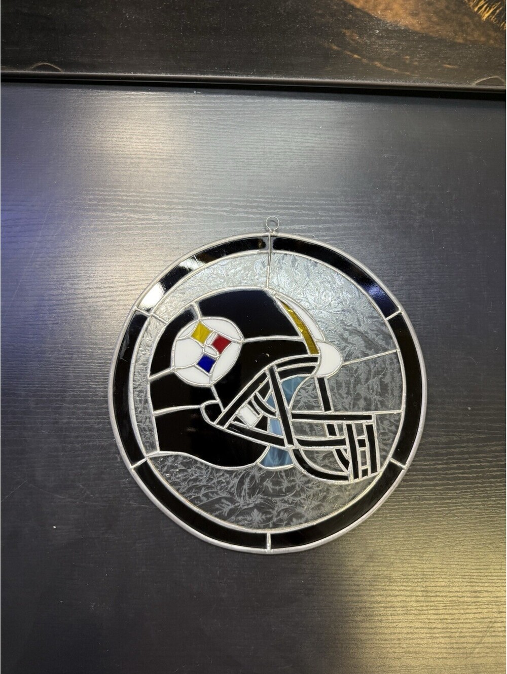 Pittsburgh Steelers Stained Glass Helmet 14” Round Suncatcher Wall Hanging